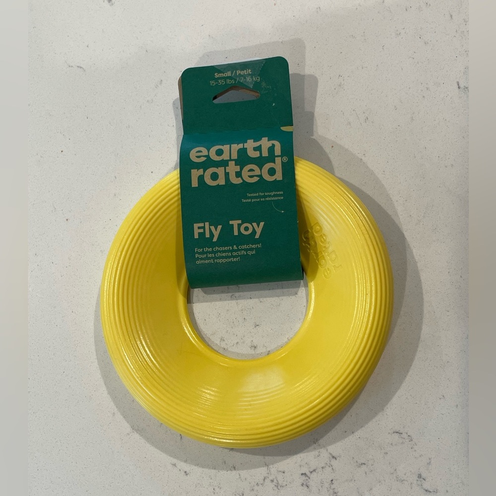 Earth Rated Small Dog Yellow Fly Toy NWT